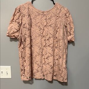 Liz Claiborne Floral Lace Blouse in Blush